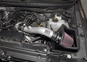 Ford Edge Performance Air Intake - K&N Engineering - 77 Series, Mandrel-Bent Aluminum, Oiled Cotton Filter - Silver - `11-`13